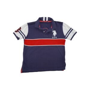 U.S. Polo Assn. Colorblock Polo Shirt Navy Red White Size M #3 Patch Preppy